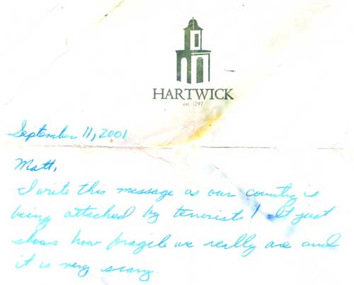 world trade center attack note